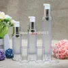 Hohe Qualität Mini 15 ml 20 ml 30 ml Silber Airless Flaschen Kosmetische Behälter Kunststoff Leere Nachfüllbare Flasche 100 teile/los pls auftrag