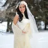 Top Fashion Cathedral Wedding Veil Promotion med Comb One-Layers Vackra Lace Appliques v US de Noiva