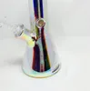Vintage 14inch 7mm LED Iridescent Light Up Beaker Glass Bong Hookah water Smoking Pipes Oil Burner can put customer logo
