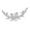 Antique Argent Argile Fleur Peigne De Cheveux De Mariée Vigne Cristal Feuilles De Mariage Bandeau À La Main Partie De Bal Bijoux De Cheveux Mariées Y200409