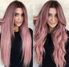 2021 style populaire nouveau style rose net perruque femme progressivement cheveux longs perruque européenne et américaine spot ventes directes d'usine