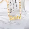 Collana con ciondolo con lettera personalizzata in acciaio inossidabile placcato oro fai-da-te con catena da tennis CZ da 18 pollici per uomo donna8350094