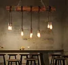 Loft trä industriell vintage hängsmycke ljus för restaurang sovrum bar vardagsrum retro trä hängande lampa belysningsfjädring