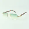Vendita diretta occhiali da sole semplici 3524026 con aste in legno di pavone naturale occhiali di design, misura: 18-135 mm