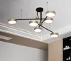 노르딕 LED 샹들리에 조명 현대 금 철 아크릴 원형 실내 조명 고정물 침실 거실 다이닝 룸 램프