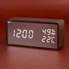 LED Despertador de Madeira Relógio Digital Mesa Relógio Voz Controle de Voz Snooze Display Temperatura Despertador Despertador Relógios Despertador USB / AAA 201222