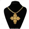 Oorbellen ketting est ethiopisch grote formaat 4pcs sieraden sets gouden kleur trendy Afrikaanse bruiloft voor vrouwen9300054