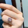 Anneaux de mariage Sterling 925 Bague en argent 6 * 8mm Quartz émeraude Topaze Gemstone Lab Zircon Cubique Bandes de fête Bijoux de mode Amis Cadeau