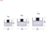 20 X New Frost Glass Make Up Cream Jar Vaso Contenitori con tappo argento brillante UV e pad bianco 15g 30g 50gbuona qualità