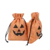 Sacs-cadeaux de fête d'Halloween avec cordon de serrage en lin design mignon impression sacs d'emballage en lin cadeau pochette cadeau sac sacs en tissu de toile de jute