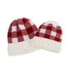 8 couleurs Parent-enfant Beanie hiver chaud adultes enfants casquettes tricotées sports de plein air bonnets Plaid laine chapeaux chapeaux de fête de fête