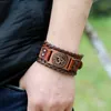 Encanto pulseras encantos om yoga símbolo ancho envoltura capa brazalete de cuero genuino reloj correa pulsera joyería punk hombres puta pulsera hombre1