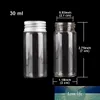 24 sztuk 30ml 1oz szklane butelki z aluminiowymi czapkami 30 * 70mm słoiki szklane przezroczyste szklane pojemniki butelek perfum