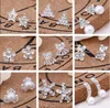 45 Style Kreatywne kolczyki na uszach Modna płatek śniegu kryształowy kryształowy rhinestone perłowe kolczyki do biżuterii prezent EA080298E