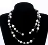Luxury Lady smycken halsband elegant svart vit pärla tröja kedja paris designer smycken mode kvinnor hänge halsband280c