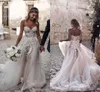 Sommar Bohemian Country Style 3D Floral Appliques A-Line Bröllopsklänningar Bohemiska Brudklänningar för Brides Robe de Mariée