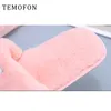 Temofon Women Home Slippers Winter Warm Shoes Pink White Furry House Slippers Mjuka mode Kvinnliga inomhusskor Pantuflas HVT1290 Y201026