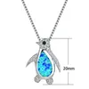 Fashion Creative Opal Zircon Penguin Animal Necklace Pendant Women Romantic Banquet Wedding Accessories Charm Jewelry Gift9779516