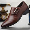 Business Single Buckle Mens Formalne Buty Mężczyźni Biurowe Party Wedding Slip On Sukienka Czarne Brązowe Buty