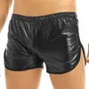 Mens lingerie molhada olhar faux couro esporte hot boxer shorts calças exóticas com um bolso traseiro gay homens nightclub pólo dance shorts1