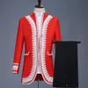 Europe Style Gothique Bourgogne Rouge Palais Costume Pour Hommes Veste Discothèque Chanteur Bal Performance Blazer Manteau Costumes Pour La Fête 201105