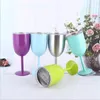 10 oz Goblets Paslanmaz Çelik Çift Duvar Cam Şarap Tumbler Yalıtım Sızdırmaz Kapak Festivali Parti Kupası ile Vakum Kokteyl Gözlükleri