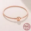 Vero argento sterling 925 perline braccialetto a catena serpente filo in oro rosa adatto gioielli da donna originali con ciondolo pandra 2022