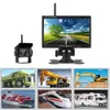 12V 24V Trådlöst 7 "HD LCD-fordon Backup Bakifrån Kameraövervakning + Billaddare för lastbilar Buss RV Trailer Grävmaskin
