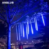 ANBLUB 30cm 50cm 8 Tubes Waterproof Meteor Shower Rain LED String Lights Outdoor Christmas Decoration for Home Tree EU/US Plug Y201020