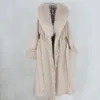Oftbuy x-lonv Tassel Cashmere шерсть смешивает реальный меховой шерсть зимняя куртка женская натуральная лисьма