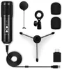 Microfone USB, microfone condensador USB com cancelamento de ruído com botão mudo/eco/botão de volume, kit de microfones de estúdio Plug Play