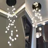 Hanglampen duplex trap lange kroonluchter villa woonkamer verlichting moderne eenvoudige sfeer kristal licht luxe loft appartement