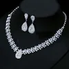 Luxe bruiloft sieradensets voor bruidsbruidsmeisje sieraden drop oorrang ketting set Oostenrijk Crystal hele cadeau8026577