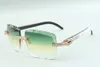 스타일 천연 하이브리드 버팔로 뿔 사원 선글라스 3524020, 절단 렌즈 XL 다이아몬드 안경, 크기 : 58-18-140mm