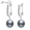 Echte Süßwassergraue Perle Ohrringe für Frauen, Klassische 925er Sterling Silber Geburtstagsgeschenk 220212