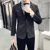 Hertenleer Leren Jas Blazer Masculino Casual Jasje Korea Slim Fit Jas Mannen Nachtclub Podiumzanger Veste Kostuum Homme 220310