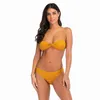 Strapless badpak sexy hoge taille backless effen kleur bikini zwemkleding tweedelige zwempak voor vrouwen