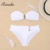 Sexig bikini Push Up Solid baddräkt Kvinna Bikinis String Bathing Suit Women badkläder Bandaeu V Neck Biquini Bikini Set T200114