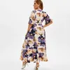 Casual Dresses Plus Size Sexy Boho Floral Long Dress Fashion Women Evening Party Beach Femme Short Sleeve Vestidos