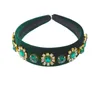 Moda Retro Saç Bandı Aksesuarları Barok Vintage Inci Blueyellow Kadınlar için Rhinestone Kristal Headdress