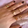 Cluster anneaux 2022 Vintage été 8 pièces/ensemble fée amis coloré pierre métal mode doigt corée frappé pour les femmes fille fête cadeau