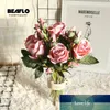 1 Branch Velvet Rose 3 Heads Artificial Flowers DIY Silk Fake Flower Fresh Flores for Party Home Wedding Garden Decoration