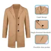 2020 Lente Heren Merk Fleece Blends Jas Mannelijke Overjas Casual Solid Slanke Kraag Jassen Lange Katoenen Trenchcoat Streetwear LJ201103