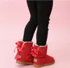 Bottes enfants chaudes bottes d'hiver de neige Bailey Bow enfants fille garçon Triple noir rose kaki bottines chaussures