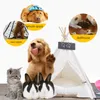 Pet Cat Dog Tipi avec Coussin Blackboard, Portable Dog Tents Pet Houses, Wood Canvas Tipi Fold Pet Tent Small Animals Bed 201130