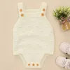 Bebek Kız Bodysuits Kolsuz Kayış Yelek Pamuk Bebek Tulum Lace Up Örme Kazak Doğan Giysileri 210429