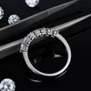 Anéis de Casamento 925 Jóias de Prata Jóias Half Circle Inlay Moissan Diamond Ring Simplicidade Elegante