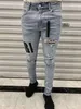 Luxurys Designer Mens Jeans Mark Slim-Jam Patch Vintage Hole Fashion Biker Causal Hip Hop Denim Top Qualité Pantalon Taille 29-40271I