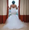2022 새로운 흰색 연인 스파게티 스트랩 인어 웨딩 드레스 아프리카 아랍어 비즈 아플리케가 주목 된 신부 가운 플러스 사이즈 Vestido de Novia Robe Mariée