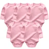 Menina bebê meninos romper 5 pçs / lotes recém-nascido sleepsuit bebê roupas de bebê manga longa cor sólida cor macacões unisex bebê custome 20112